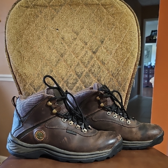 Timberland White Ledge Lace Up Mid Hiking Trail Boots Shoes Brown Leather - Picture 1 of 6